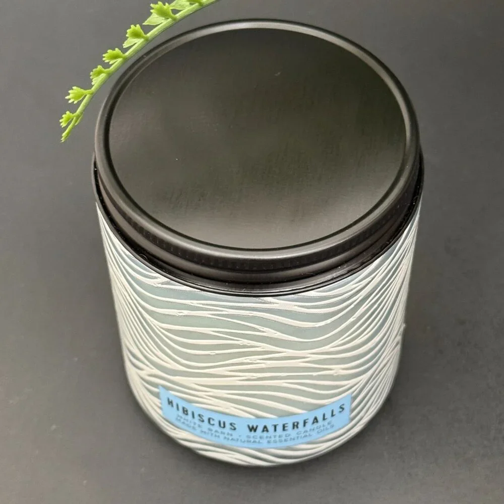 BBW Hibiscus Waterfall White Barn Bath & Body Works Mason Jar Single Wick Candle - Picture 4 of 10